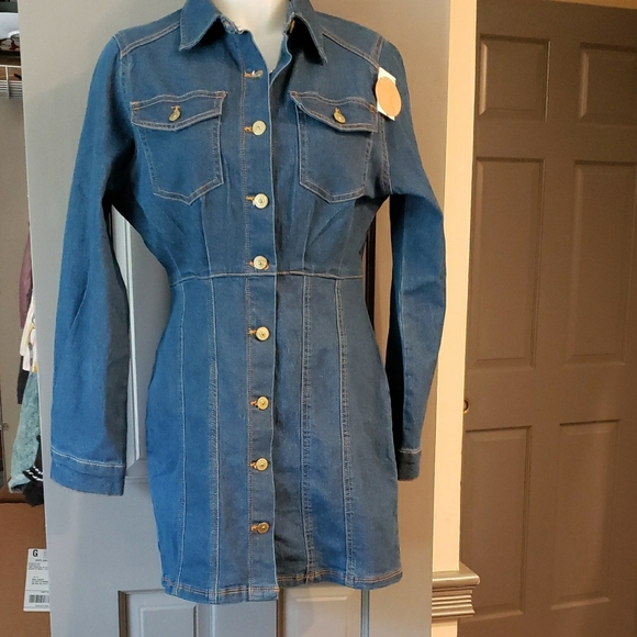 Jolie & Joy Long Sleeve Dress Size L Denium - Picture 3 of 8